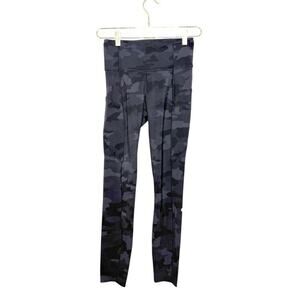Lululemon Fast & Free II‎ Camo Pocket Tights Women's Size 4 Black Gray